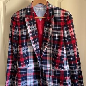 Tommy Hilfiger plaid, single-button blazer